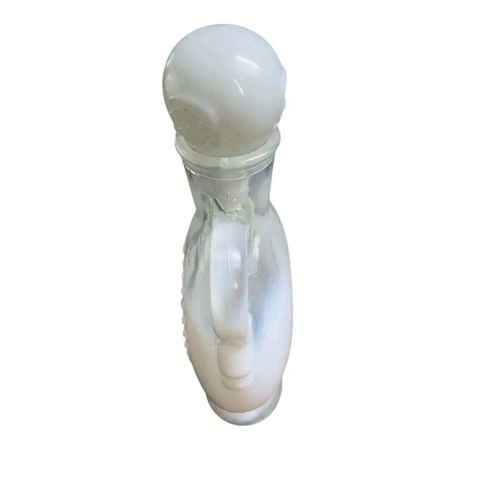 Milk Glass Decanter | Embossed Starburst | Empty Bottle | Decor - Vintage
